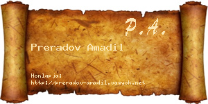 Preradov Amadil névjegykártya